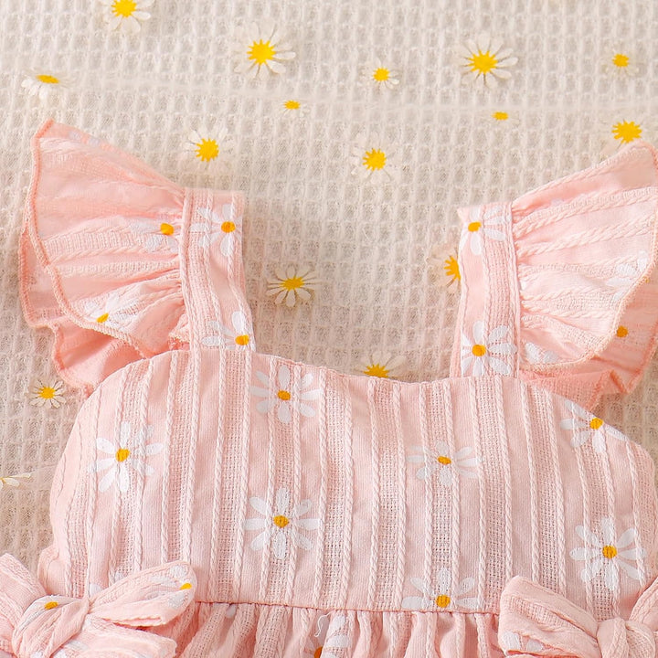 Sommerkleidung für Babys Mädchen Niedliches Rüschen-Gänseblümchen-Top Shorts und Hose Set für Kleink