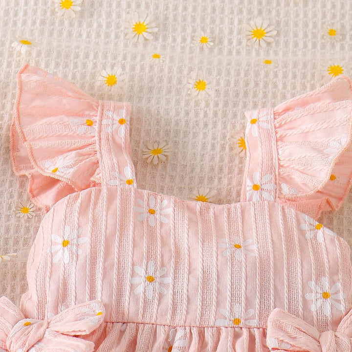 Sommerkleidung für Babys Mädchen Niedliches Rüschen-Gänseblümchen-Top Shorts und Hose Set für Kleink