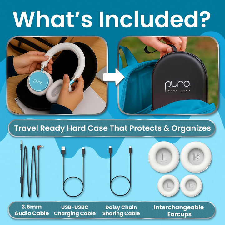 Puro Sound Labs BT2200 Plus Kids Bluetooth Kopfhörer - Lautstärkebegrenzung 85dB, Studio-Grade Audio