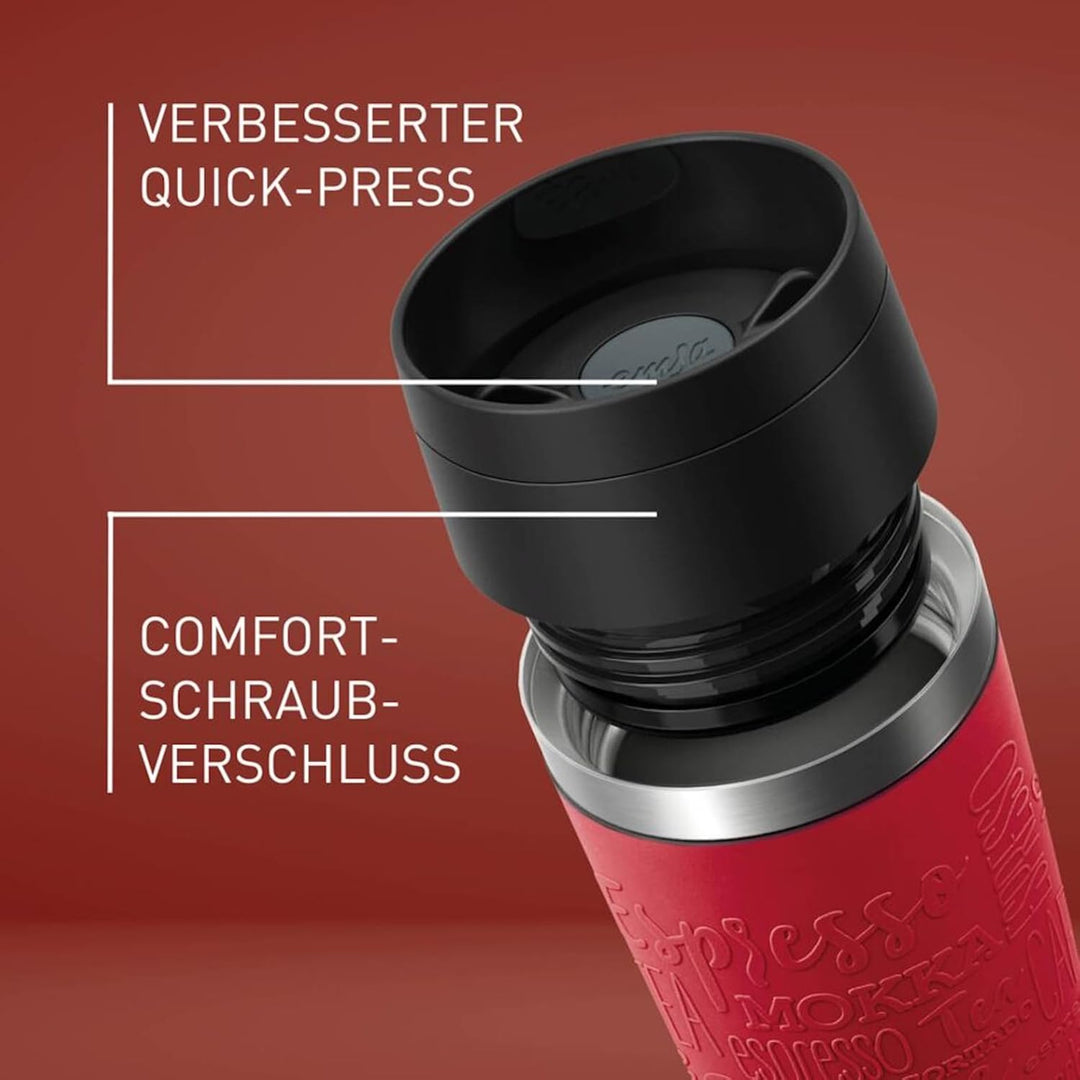 Emsa N20222 Travel Mug Classic Isolierbecher 0,5 Liter | neuer Komfort-Schraubverschluss | Edelstahl