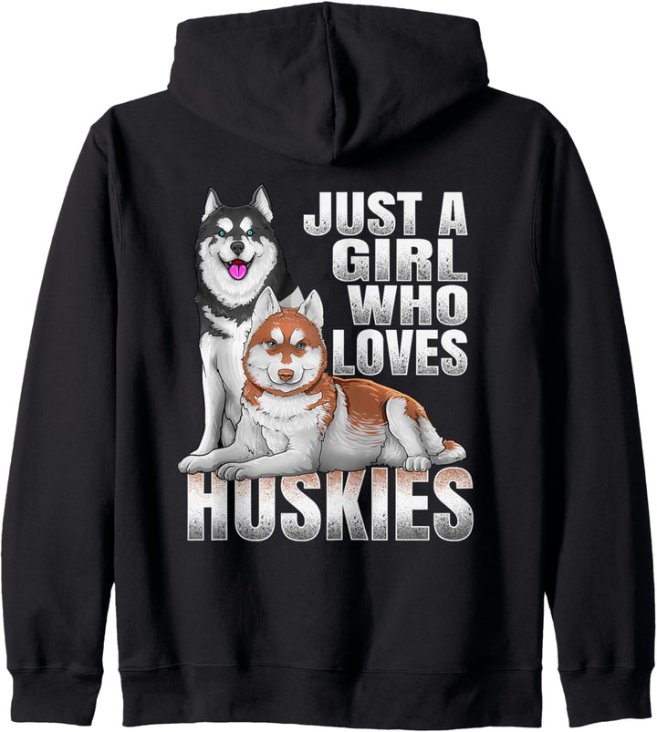 Just A Girl Who Loves Huskies Husky Hund (Rückendesign) Kapuzenjacke