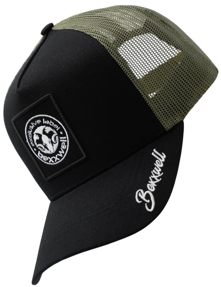 Bexxwell Trucker Cap schwarz mit Logo-Patch (optimale Passform, Kappe, Black, Truckercap, Logo, Cap,