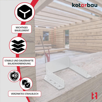 KOTARBAU® 10er Set Balkenschuh Typ A 140 mm Holzbalkenverbinder Balkenverbinder Verbinder für Baukon