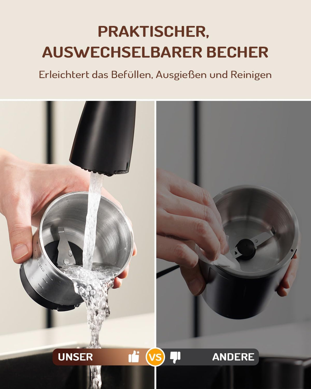 SHARDOR Kaffeemühle Elektrisch Gewürzmühle Leiser Präzisen Einstellbare Mahlgrad Kaffeemühlen,Edelst