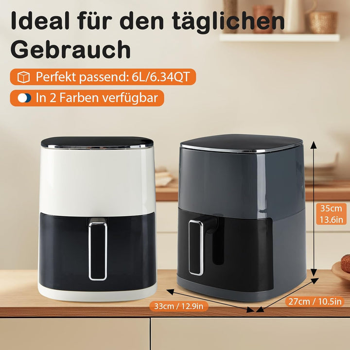 Sweetcrispy Heissluftfritteuse Airfryer 6L mit Sichtfenster, 12-in-1 Funktionen & Touchscreen Air Fr