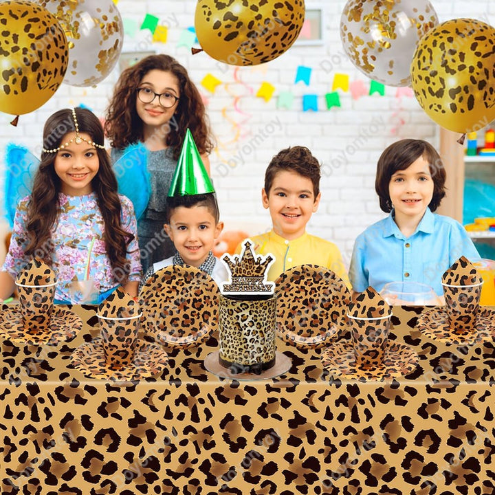 Doyomtoy Leopard Geburtstag Deko, Leoparddruck Partygeschirr Geburtstagsteller Tassen Servietten Saf