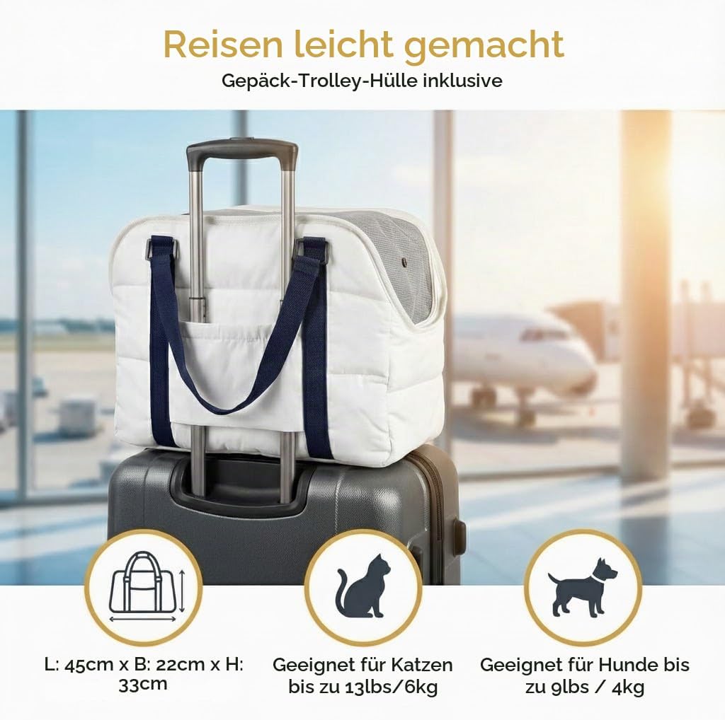 Handtaschen für kleine Hunde, Hundetragetaschen mit sicherem Geschirrclip, gepolstertem Baumwollinne