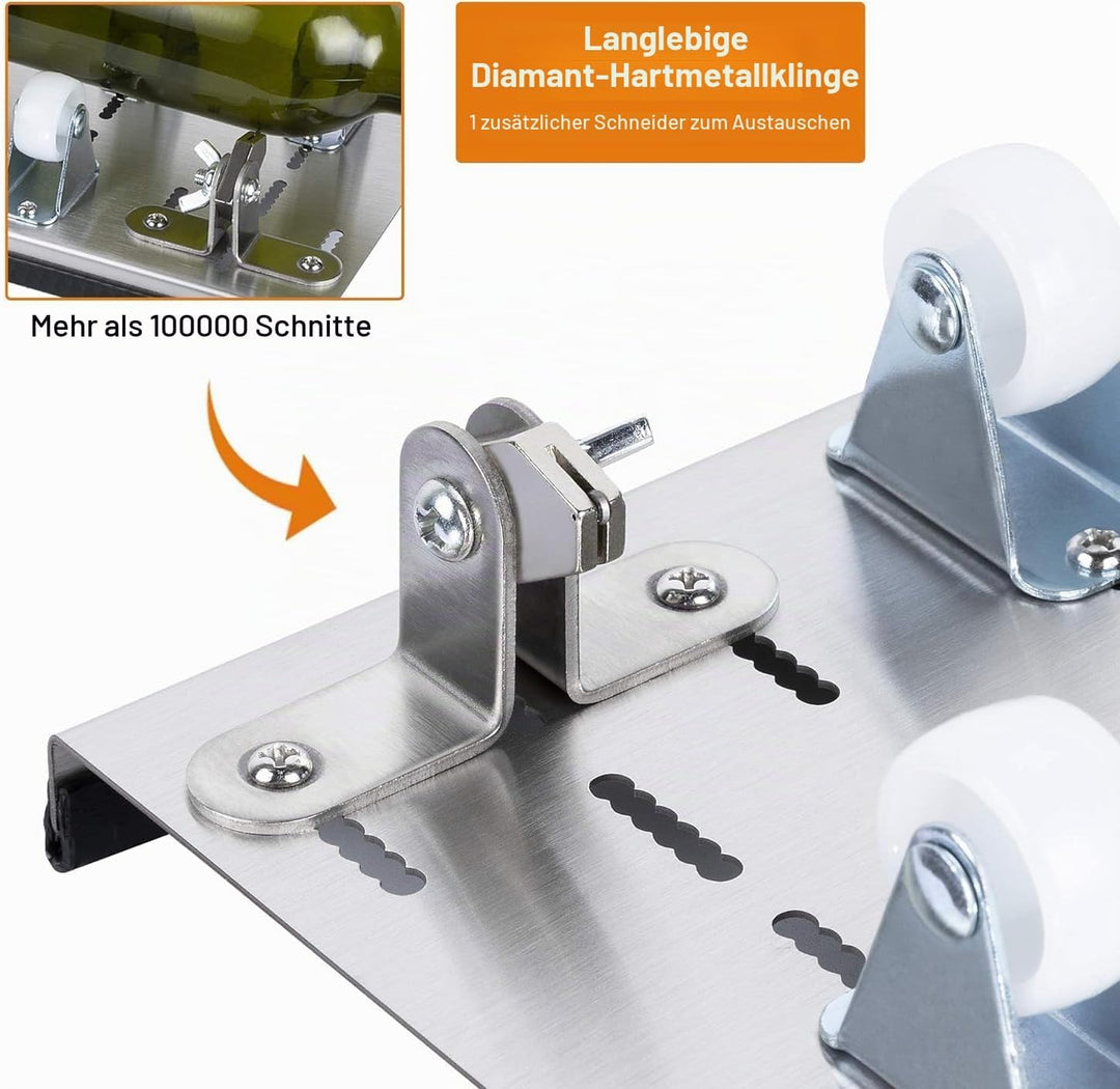 Kalawen Flaschenschneider 5 Verstellbares Rad Glasschneider für Flaschen Set Edelstahl Bottle Cutter