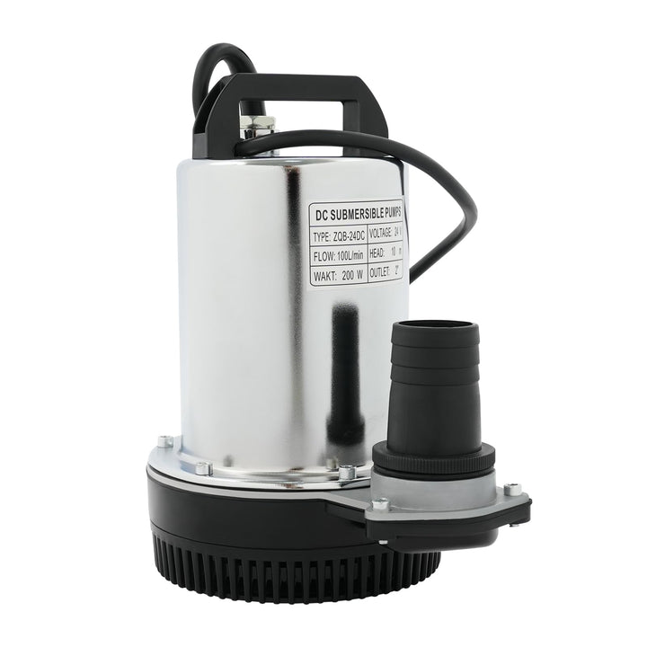 24V DC Tauchpumpe Klein Schmutzwasserpumpe 200W aus Edelstahl, 100 l/min, 10 m Förderhöhe und IP56,