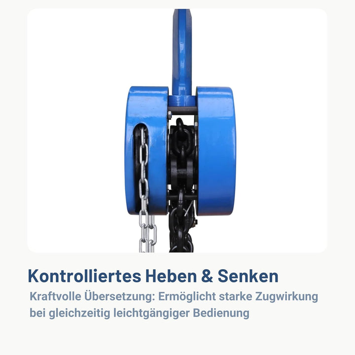 Pallit Flaschenzug CHAIN-M | 2000 kg Tragkraft | 2,5 m Hubhöhe | robuste Stahlkette | Seilzug mit 36