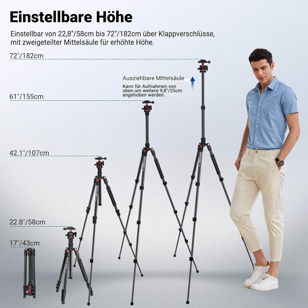 NEEWER Basics 72" / 182cm Reisestativ Einbeinstativ kompakter Leichter tragbarer Kamera Stativ Ständ