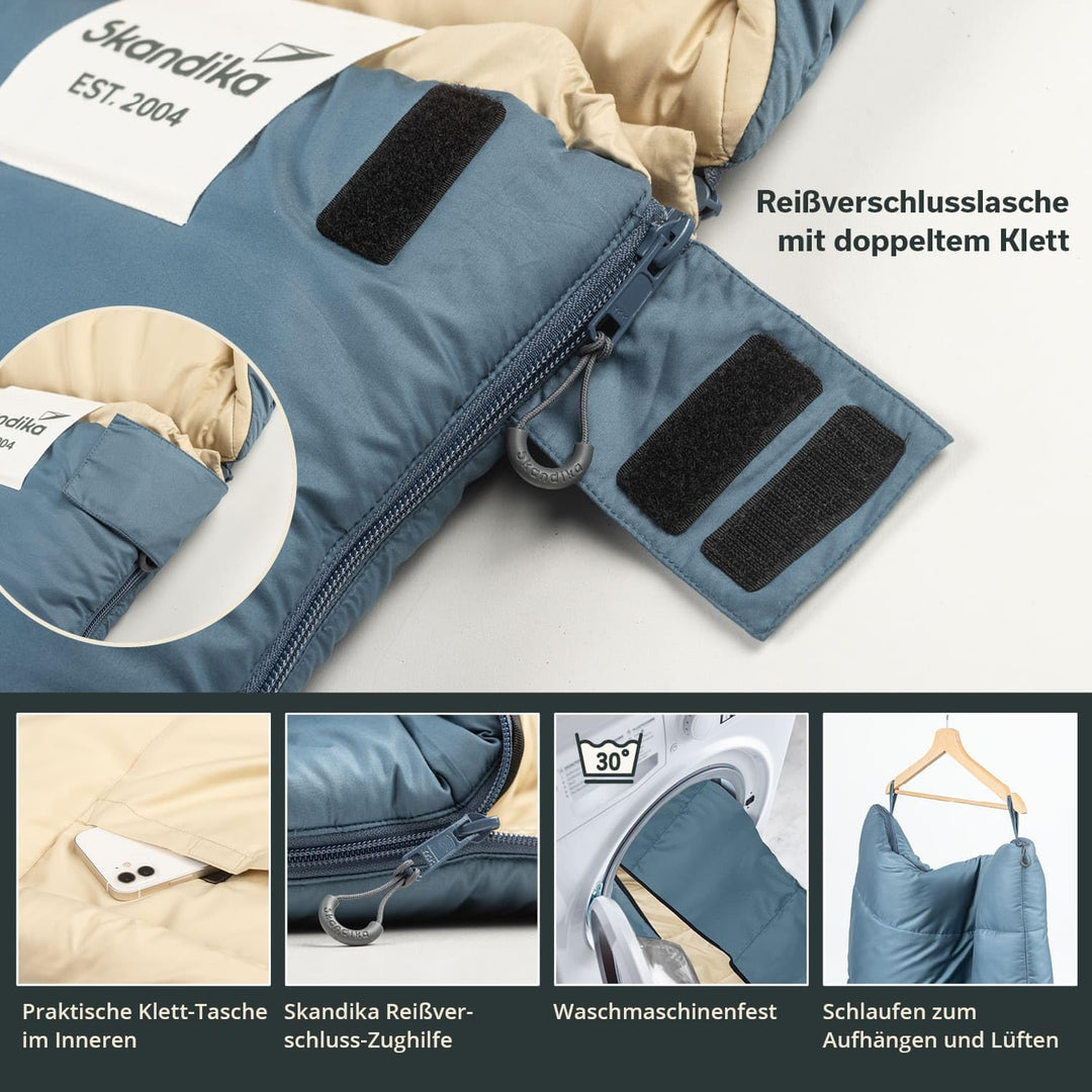 Skandika Schlafsack Oppdal| Deckenschlafsack für Erwachsene, 3 Jahreszeiten, Kompakt, leicht, rechte