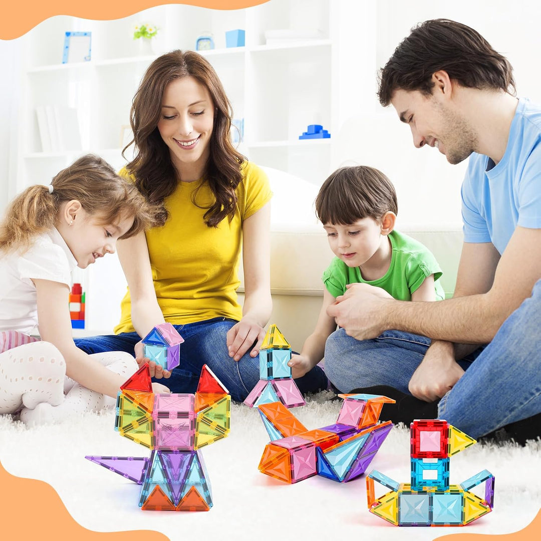 60 Pieces Magnetische Bausteine, Pädagogische Magnetische Kacheln Konstruktionsspielzeug für Kinder,