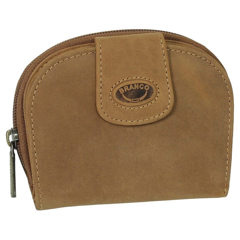 Luxus Leder Damen Geldbörse Portemonnaie Geldbeutel mit Reissverschluss 13,5 cm Farbe Rust, Rust