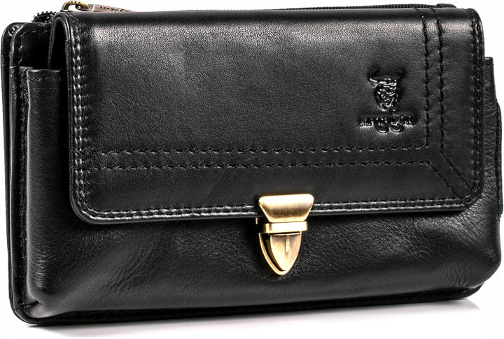 MATADOR Echt Leder Universal Handy-Tasche Holster Gürteltasche Schnappverschluss Quer für Handys bis
