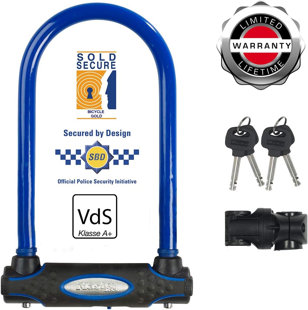 MASTER LOCK Bügelschloss [Schlüsselschloss] [mit Halterung] [Zertifiziertes Fahrrad Schloss - Secure