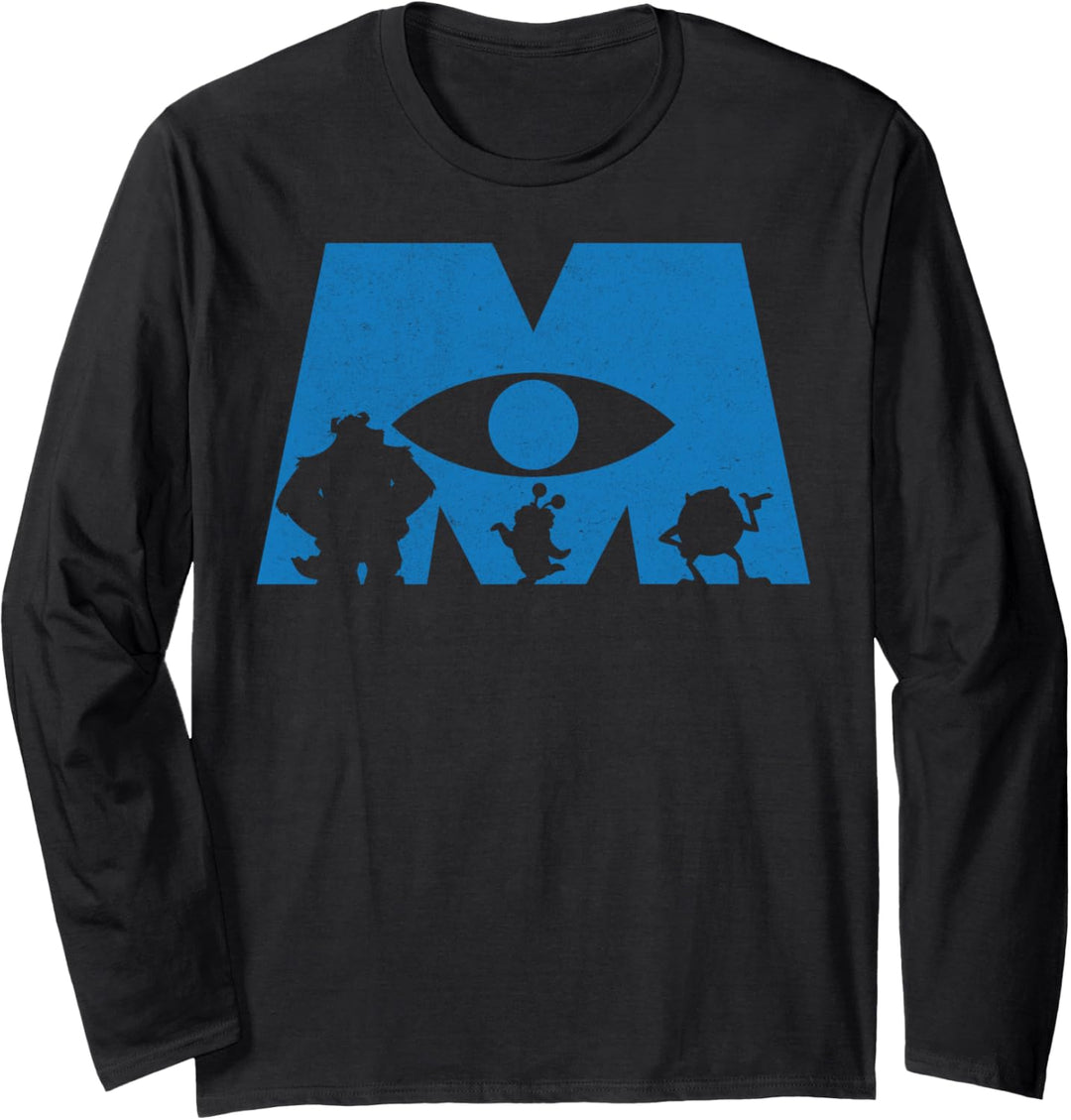 Disney Pixar Monsters University Faded Simple Silhouette Langarmshirt