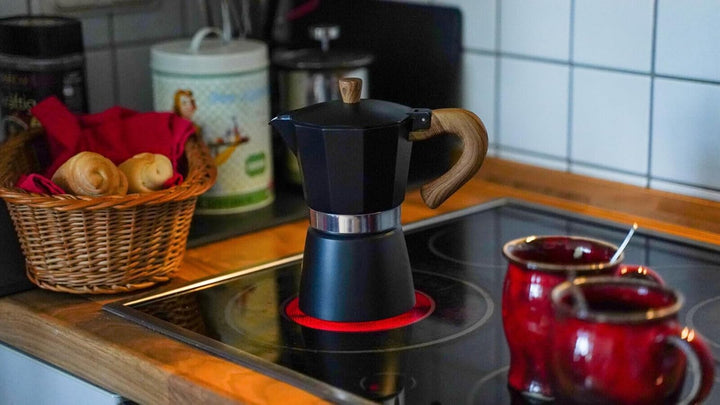 Karlspace Premium-Espressokocher Kaffee Aluminium für 6 Tassen - in verschiedenen Farben - Herdplatt