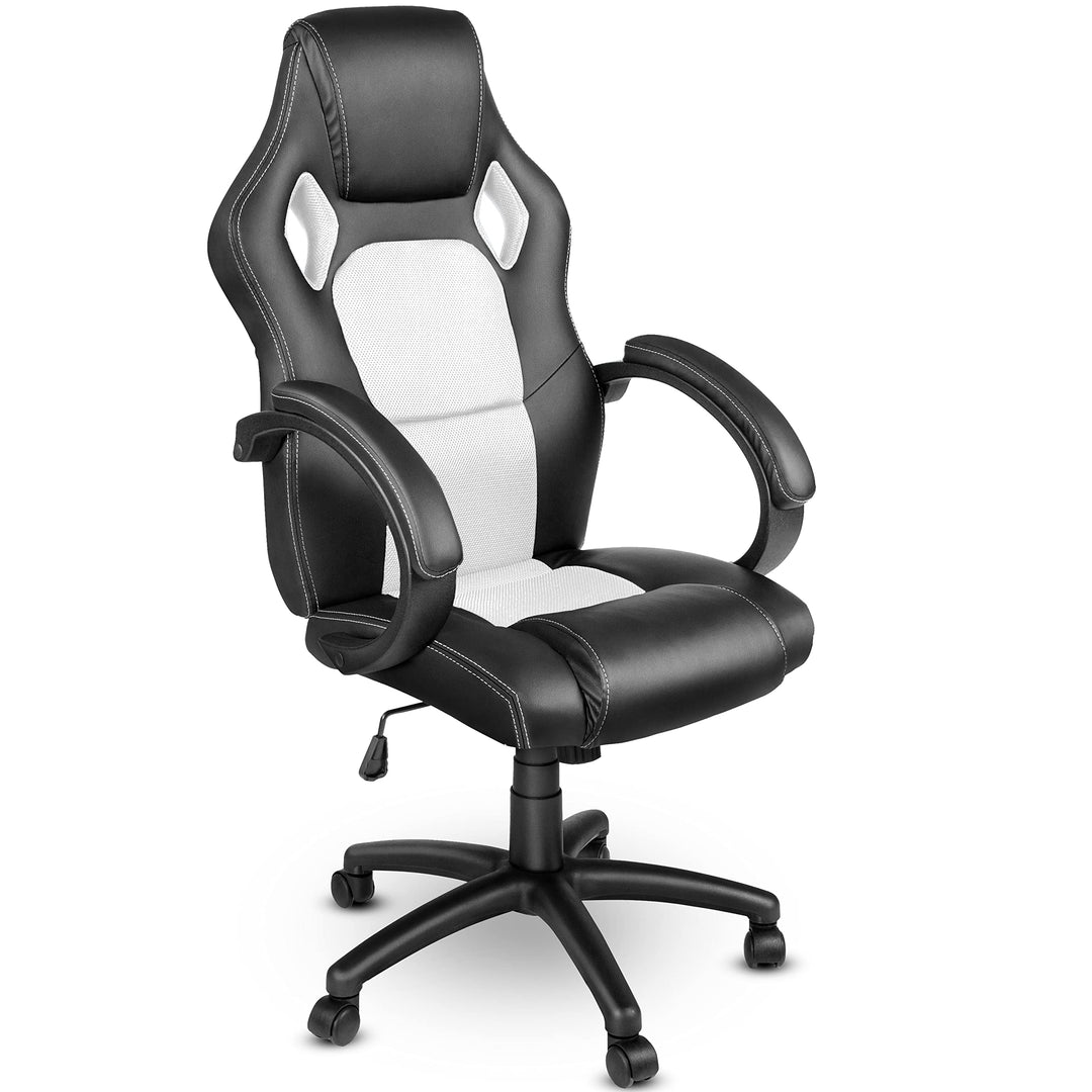 TRESKO Racing Chefsessel Bürostuhl Drehstuhl 14 Farbvarianten, gepolsterte Armlehnen, Wippmechanik,