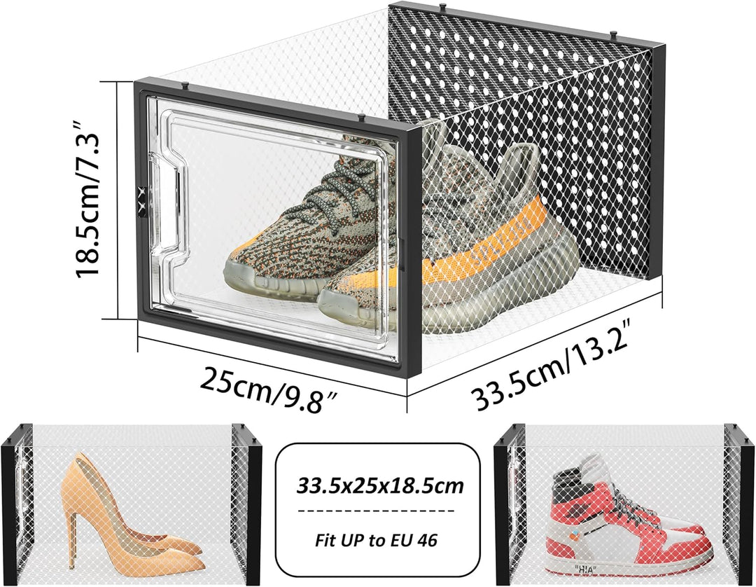 HOMIDEC Schuhboxen, 12er Pack Schuhboxen Stapelbar, Schuhorganizer Schuhaufbewahrung, Schuhkarton mi