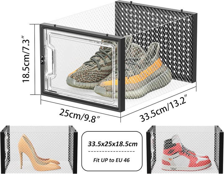 HOMIDEC Schuhboxen, 12er Pack Schuhboxen Stapelbar, Schuhorganizer Schuhaufbewahrung, Schuhkarton mi