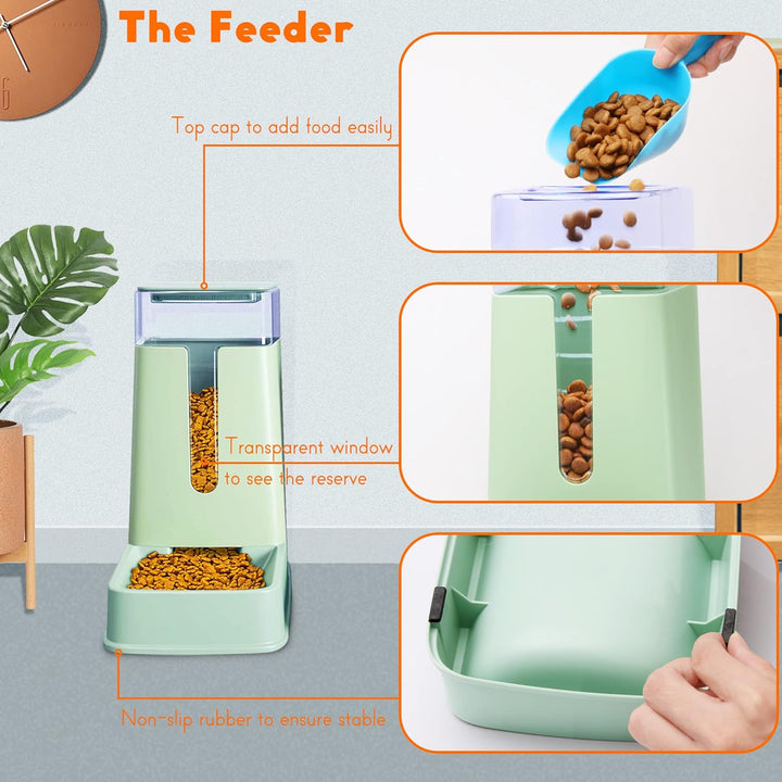 Automatischer Futterspender für Hunde und Wasserspender, Grün