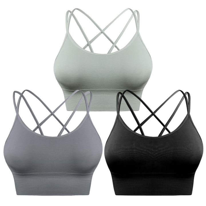 Sykooria Sport BH Damen Gepolstert Bustier Damen BH ohne Buegel Spaghettiträger Cross Back Design Pu