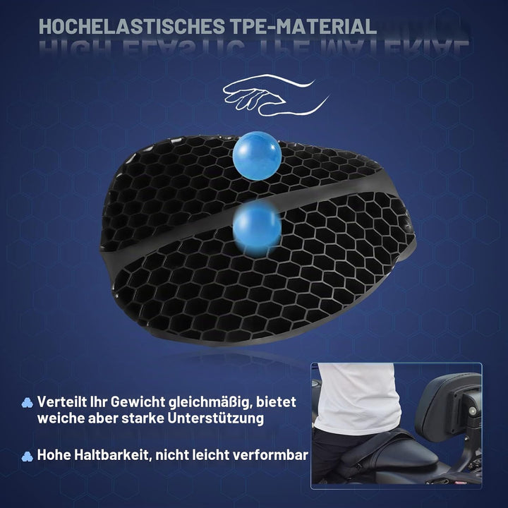 SKYJDM Faltbares Motorrad-Gel-Sitzkissen, grosse 3D-Wabenstruktur, Stossdämpfung und atmungsaktives