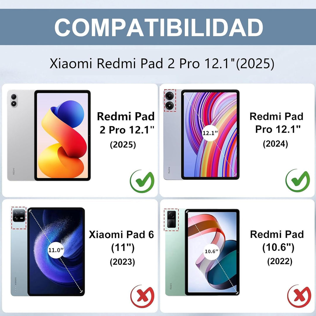 FOGARI Tastatur für Redmi Pad 2 Pro 30,5 cm (12,1 Zoll) 2025, mit spanischer Tastatur, mit Bluetooth