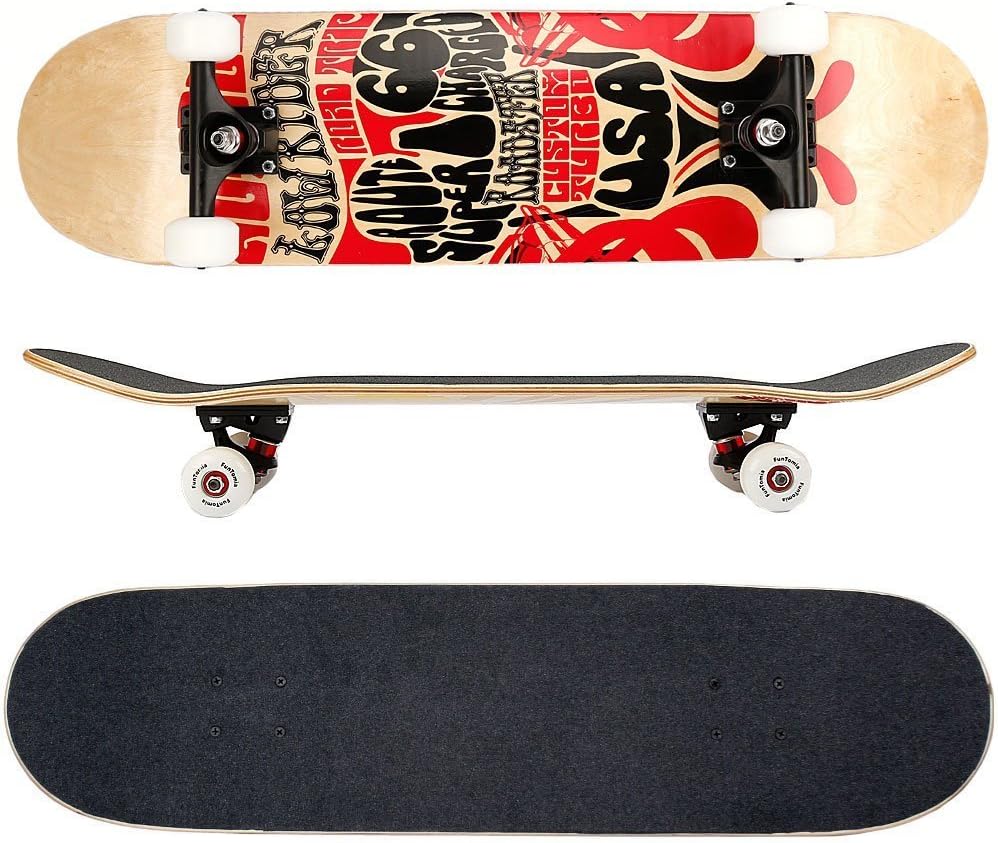 FunTomia Skateboard mit Mach1 Kugellager Rollenhärte 100A und 100% 7-lagigem Ahornholz Skate Board m