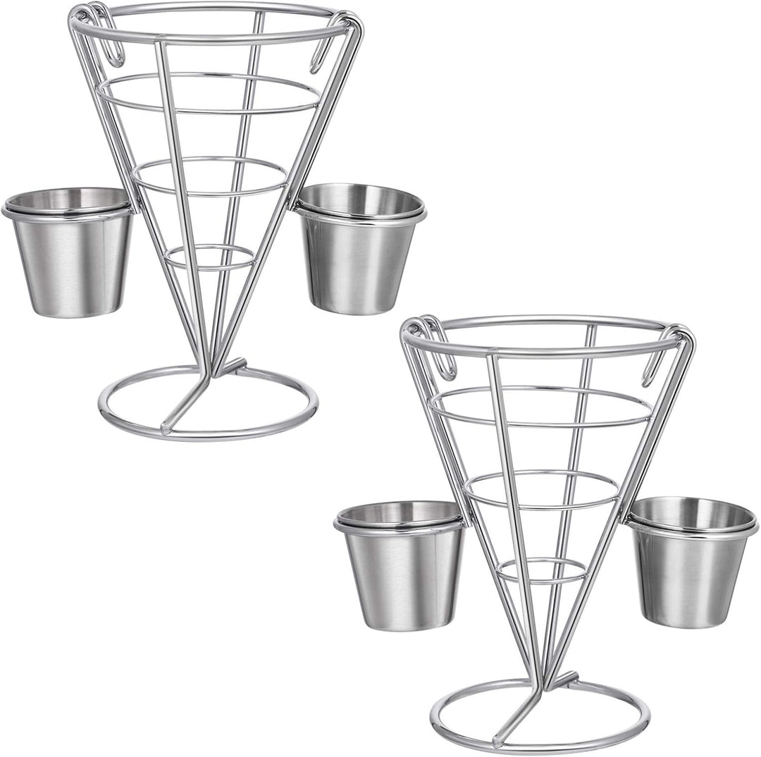 Hemoton 2 Stücke Pommeshalter Pommesständer mit Saucenschälchen Pommes Frites Halter Kegel Pommestüt