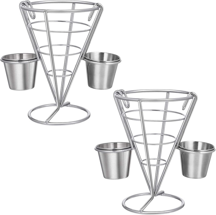 Hemoton 2 Stücke Pommeshalter Pommesständer mit Saucenschälchen Pommes Frites Halter Kegel Pommestüt