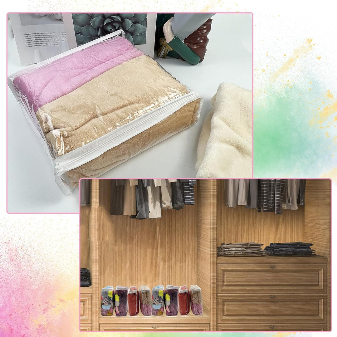 20 Pack Klare Vinyl-Kleideraufbewahrungstaschen mit Reissverschluss,26 x 26 x 6 cm,Faltbare Plastiks