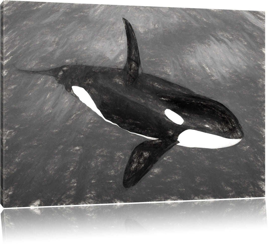 anmutiger Orca im Ozean Format: 100x70 auf Leinwand, XXL riesige Bilder fertig gerahmt mit Keilrahme