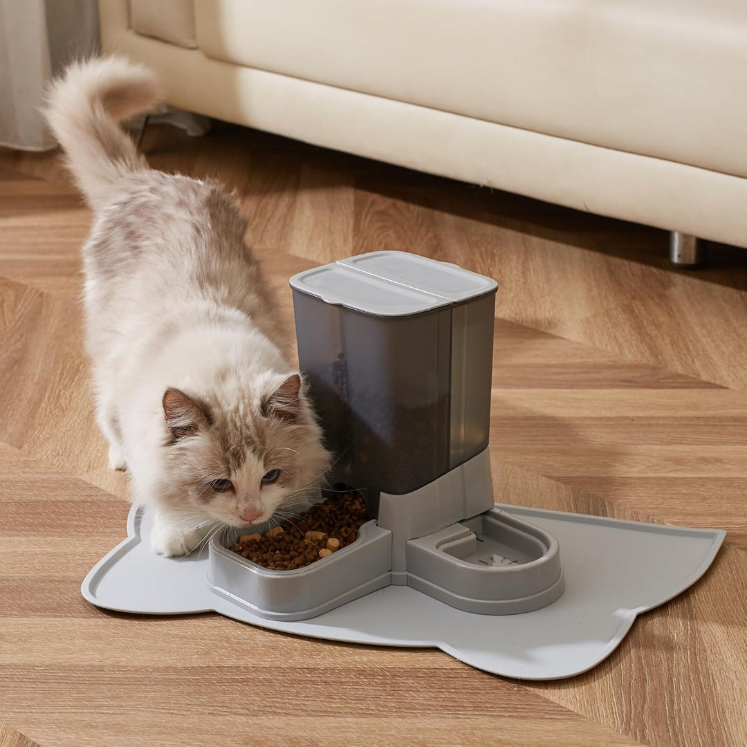 Automatischer Katzenfutterspender, 2-in-1 Abnehmbarer Schwerkraft-Futter- und Wasserspender für Katz