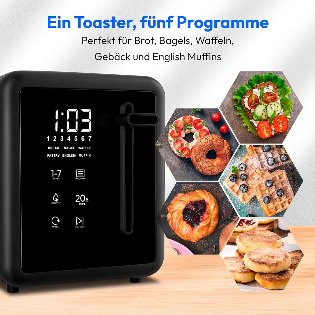 MEDION Toaster 4 Scheiben mit Brötchenaufsatz (7 Bräunungsstufen, 5 Automatikprogramme, 1.450 Watt,