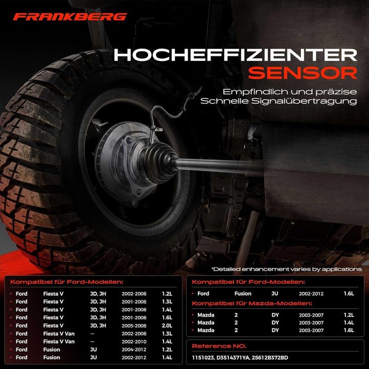1x ABS Sensor Raddrehzahl Hinten Links Rechts für Fiesta V JD JH Van Fusion JU 2 DY 1.25L 1.4L 1.6L
