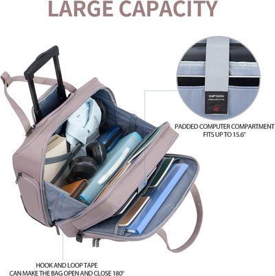 EMPSIGN Trolley Business Rolling Laptop mit Rädern, Rolling Laptoptasche für Frauen passt bis zu 15.