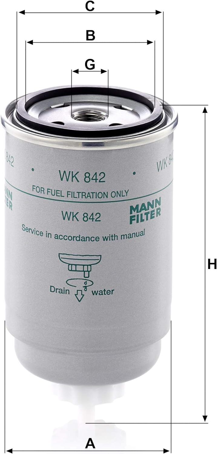 Original MANN-FILTER Kraftstofffilter WK 842 – Für Busse und Nutzfahrzeuge, 4er Packung 4er Packung