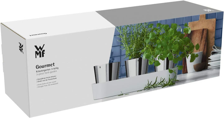 WMF Gourmet Kräutertopf mit Bewässerungssystem 3-teilig, Kräutergarten für die Küche, 36x 12,5x 12,5