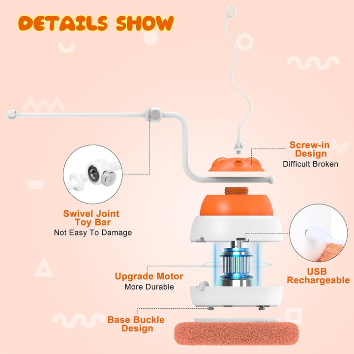 IOKHEIRA 4 in 1 interaktives Katzenspielzeug für Indoor Katzen Erwachsene, automatische Katzenspielz