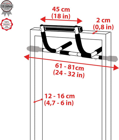 Ultrasport Klimmzugstange, Tür Rack, Oberkörpertrainer, Multifunktionstrainer, ohne Bohren einsetzba