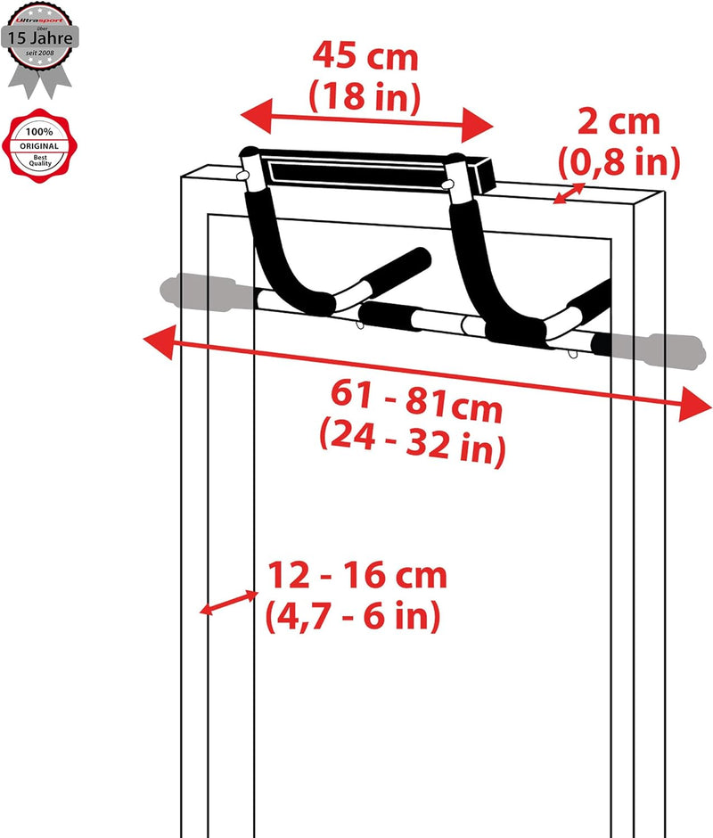 Ultrasport Klimmzugstange, Tür Rack, Oberkörpertrainer, Multifunktionstrainer, ohne Bohren einsetzba