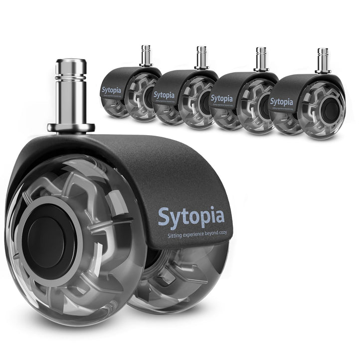 Sytopia Bürostuhl Rollen, 5er Set Rollen für Bürostühle, 11x22mm Hartbodenrollen für Bürostuhl Stuhl