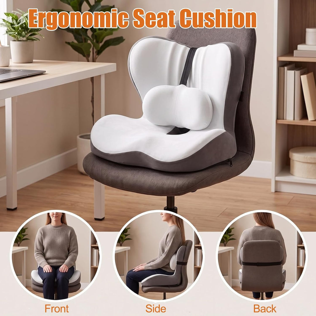 Orthopädisches Sitzkissen mit Rückenlehne, Ergonomische Steissbeinkissen aus Memory-Schaumstoff Anti