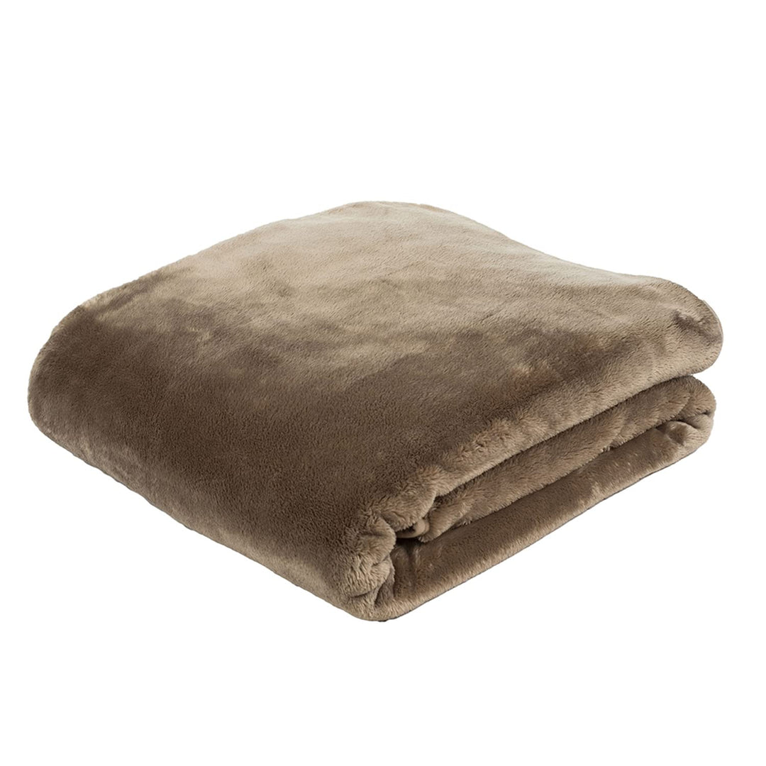 Gözze - Premium Cashmere-Feeling Wohn- und Kuscheldecke, 500 g/m², 130 x 170 cm - Taupe, Offwhite Of