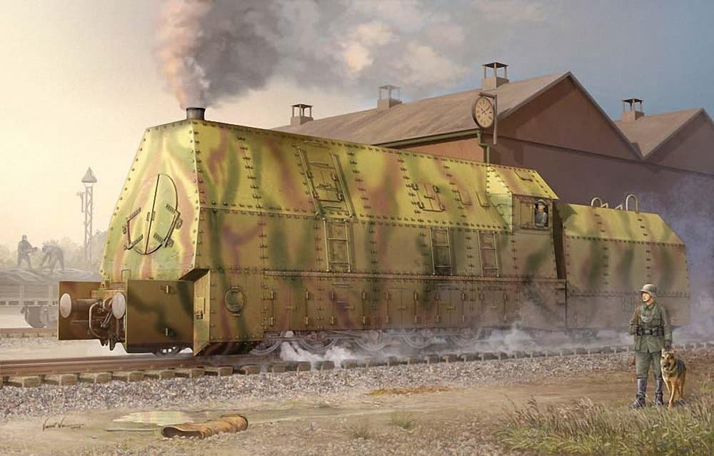 Trumpeter 00219 Modellbausatz Ger. Panzerlok BR57 Armoured Locomotive, Mittel
