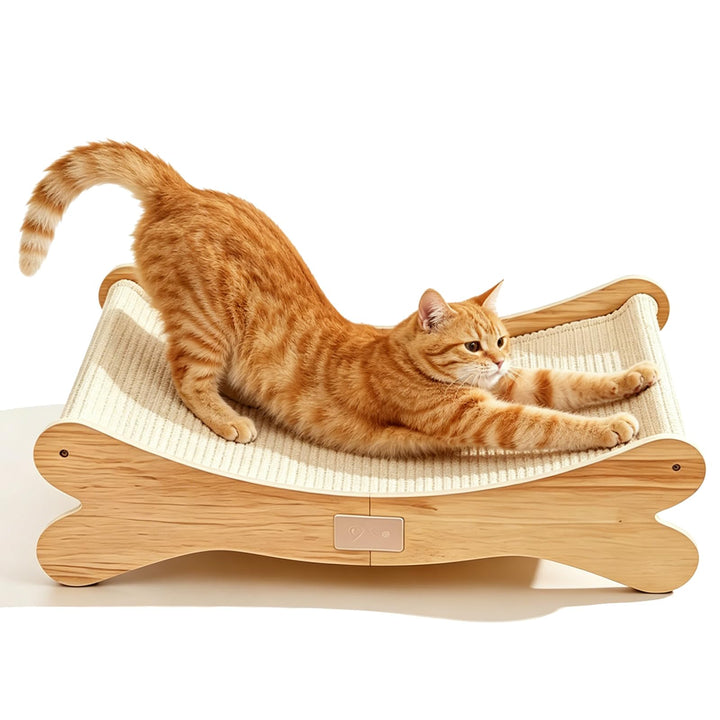 Sisal Kratzbretter Katze,Katzenkratzbett mit 160° Gebogenes Design | Massives Buchenholz &amp; Natürlich