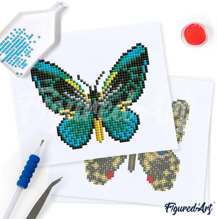 Figured'Art Mini Serie Diamond Painting Erwachsene - Schmetterlinge 2 - Premium-Box mit 12 Stück 15x