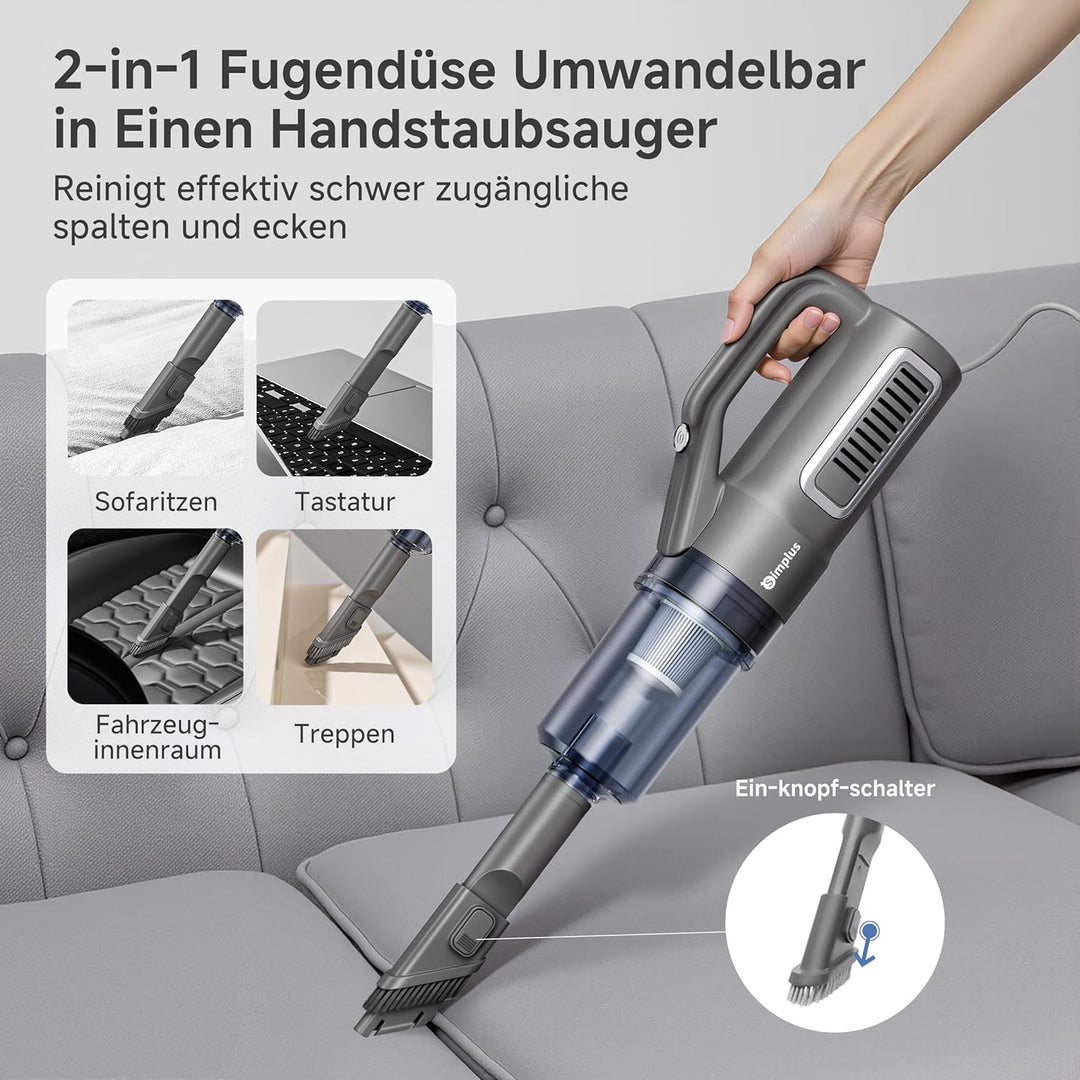 SIMPLUS 9-in-1 Staubsauger mit Kabel 400W, 16KPa Stielstaubsauger & Handstaubsauger, 1kg Leicht, HEP